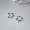 Pendientes de pin de estrella de cinco puntas de plata con viento gélido, aretes para mujer, nicho, textura única, arete de oreja, moda, simples, aretes combinables con todo