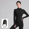 Nueva chaqueta de yoga Lulu, secado rápido, absorbente de sudor, alta elasticidad, corte ajustado, top con cuello alto, ropa de fitness Pilates