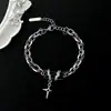 Pulseira tecida à mão multicamadas de aço inoxidável com diamante negro estrelado, unissex, moderna e versátil, não desbota, acessório da moda