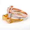 Anillo de lazo con microincrustaciones de circonita bañado en oro, popular en Amazon. Anillo de pulsera elegante y sencillo para mujer, estilo japonés y coreano.