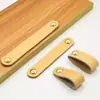 Manija de Cuero para Puerta de Gabinete de Muebles, Manija de Cuero para Maleta, Manija de Cajón de Gabinete, Manija de Gabinete de Cuero Marrón-Negro