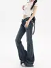 Jeans acampanados de tiro bajo estilo retro americano para mujer, nuevos de verano 2026, estilo 'hot girl' ajustados, pantalones de campana hasta el suelo