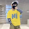 Camiseta Casual Divertida para Meninos Estilo Novo Primavera e Outono Estampa de Desenho Camisa Base Algodão Puro Respirável Manga Longa Camiseta Tendência