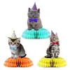 Decoração Temática de Aniversário para Pets da Amazon Gato Gato Feliz Aniversário Bandeira Flor Bolo Decoração Inserto