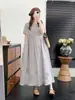Vestido Curto Floral Artístico Tridimensional Estilo Mori Girl Japonês Gola Redonda Emagrecedor Solto Elegante Vestido Longo para Mulheres