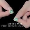 Pendientes vintage ligeros antiguos de Pitufo con pequeños diamantes cuadrados, pendientes geométricos retro suaves y elegantes, joyería avanzada para las orejas