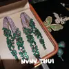 Joyería Retro Esmeralda Mariposa Piedra Preciosa Broche Banquete Couture Pavo Real Verde Irregular Pendientes Colgantes