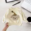 Suéter infantil, nova malha de inverno para meninas, roupa de inverno grossa e quente para bebês meninas, segunda pele de desenho animado para bebês e crianças pequenas