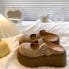 Mules de Verano 2025 Nuevos con Suela Gruesa para Aumentar Altura, Zapatos Birkenstock de Tacón Bajo Moda Retro para Mujer