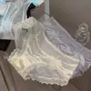 Calcinha de renda acetinada estilo francês para mulheres 2025 nova sexy de tule transparente cintura média forro de algodão macia fina confortável