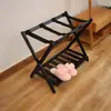 Estante de Almacenamiento Plegable de Doble Capa Estante para Maletas de Habitación de Hotel Soporte Portátil Zapatero de Entrada Estante Elevador de Maletas