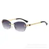 Gafas de sol sin montura de polígono cortado nuevas para primavera y verano 2024, gafas de sol de alta calidad transfronterizas para hombre, gafas de sol de moda europeas y americanas