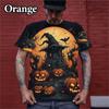 Ventas Directas de Fábrica Camiseta para Hombre con Patrón 3D de Calabaza Camiseta Estampada de Halloween Moderna y Divertida