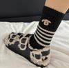 Calcetines de Otoño e Invierno Calcetines de Barril a Rayas para Niños Calcetines de Felpa Bordados a Mano Calcetines de Lana Gruesos y Cálidos Calcetines Estilo Academia para Mujer