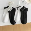 Calcetines Finos de Verano para Mujer, Accesorios Lindo Lazo Estilo JK, Ribete de Encaje, Calcetines Cortos de Algodón Transpirables y Absorbentes de Sudor Bajos, Zhuji
