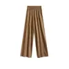 Pantalones de lana de pierna ancha para mujer para otoño e invierno, estilo casual y relajado, pantalones de punto de lana de pierna recta hasta el suelo