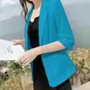 Blazer de Linho para Mulheres, Fino Protetor Solar 2025 Novo Estilo Coreano Jaqueta de Terno Profissional, Modelo Curto Versátil de Verão
