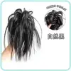Postizo de moño despeinado para mujer, moño de plumas de pollo medio recogido, estilo perezoso, moño de pelo realista, anillo para el pelo, moño falso
