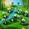 Figura grande e adorável de panda de bambu para paisagens em miniatura, jardinagem, decorações DIY, enfeites de pendurar e pequenas exposições de mesa