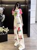 Jeans rectos con estampado de grafiti de dibujos animados estilo coreano para mujer, pantalones de pierna ancha adelgazantes de moda, pantalones largos nuevos y lindos para el verano