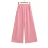 Sy9180-25 Otoño Nuevo Estilo Americano Chica Picante Cintura Baja Pierna Ancha Pantalones Cintura Elástica Dobladillo Amplio Largo Hasta el Suelo Pantalones Casuales