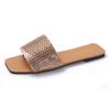 Zapatos Exteriores de Mujer con Punta Cuadrada de Pedrería Primavera y Verano Nuevos Tallas Grandes Flats Chanclas - Pantuflas de Playa para Mujer
