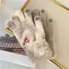 Guantes de Navidad de Muñeco de Nieve Corazón Femenino Guantes de Dedos Divididos para Pantalla Táctil Guantes de Punto Cálidos de Invierno Guantes de Ciclismo a Prueba de Frío para Mujer