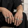 Anel Gótico Masculino Europeu e Americano Venda Quente Transfronteiriça Design de Nicho Anel de Dedo Geométrico Acessórios de Joia para Mão Masculina Retrô