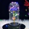 Decoración Navideña Luz Led Cubierta de Cristal Adorno Rosa Lámina de Oro Caja de Regalo Rosa Eterna Flor Eterna Iridiscente