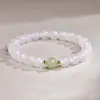 Pulseira de Ágata Branca Natural de Fio Único Liga Grãos Imitação de Jade em Forma de Feijão Grãos Redondos Pulseira Aproximadamente 6-12mm Atacado Donghai
