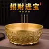 Incensário Tigela do Tesouro Todo em Latão para Sala de Estar, Ornamento Feng Shui Atrator de Riqueza, Incensário para Caixa Registradora de Loja Atacado