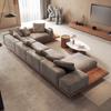 Sofá de madera maciza estilo japonés de estilo troncos, ligero, de lujo, para casa de familia, de tela, de diseñador, de villa, de combinación simple.