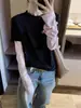 Camiseta larga de mujer con diseño color block, estilo coreano, de ante cepillado, dos piezas, top versátil y favorecedor, adecuada como capa base o prenda exterior en otoño