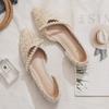 Chegada Nova do Verão de 2024 Boca Rasa Versátil Sola Rasteira Estilo Fada Vazia Noite Tardia Temperamento Suave Sapatos de Salto Único Estilo Chanel para Mulheres
