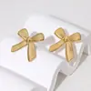 Brincos de Laço de Aço Inoxidável Moda Europeia e Americana Estilo Ins Moda Versátil Ouro 18K Não Desbota Aço Titânio Brincos Atacado
