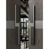 Nuevas Manijas de Puerta de Madera Maciza Estilo Chino en Stock, Manijas de Puerta de Vidrio con Marco, Manijas Negras de Bronce Antiguo para Habitaciones Privadas y Salas de Conferencias