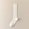 Calcetines Personalizados Calados para Pantorrilla para Mujer, Color Sólido, Malla Transpirable, Algodón Peinado, Hasta la Rodilla, Tubo Largo, Calcetines Caídos Estilo Japonés para Verano y Otoño