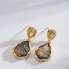 Brincos de Concha de Abalone Natural Geométricos Irregulares Estilo Férias Suave e Elegante Estilo Francês, Brincos Exquisitos de Nicho de Luxo Leve