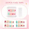 Unhas Vestíveis em Resina 3D Embossada para Adultos Novos Flor Fresca com Strass Estilo Ins Unhas Vestíveis Adesivos de Unha