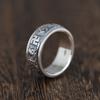 Anillo de personalidad S925 de plata con diseño de Ciervo Dorado vintage, artesanía rotatoria en Sánscrito, anillo simple y moderno de diez mil caracteres para hombre
