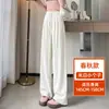 Calça Larga de Cintura Alta Estreita Personalizada Plus Size Feminina Primavera e Outono 2026 Calça de Arroz Glutinoso Calça Reta Plus Size Que Faz as Pernas Parecerem Mais Longas
