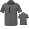 Ropa de Trabajo de Verano de Secado Rápido, Transpirable, Fresca y Elástica, de Manga Corta, que Absorbe la Humedad, Cómoda y Resistente al Desgaste, Ropa de Trabajo de Fábrica con Bordado