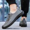 Zapatos Casuales para Hombre 2026 Primavera y Otoño Nuevo Estilo con Cordones Moda Estilo Coreano Zapatos de Moda con Suela Suave y Parte Superior Suave, Zapatos Individuales Cosidos a Mano