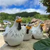 Adornos para patio resina pollo pastoral divertido decoración de valla de pollo estatua de animal para jardín al aire libre manualidades de regalo creativas