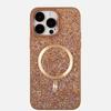 Capa Magnética de Diamante Glitter Maçã de Luxo Acessível Europeia e Americana Adequada para Iphone17 Capa de Celular de Couro Fábrica Transfronteiriça