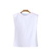 Suministro Transfronterizo al por Mayor Ropa de Verano para Mujer Estilo Europeo y Americano Hombreras Europeas y Americanas Camiseta sin Mangas de Cuello Redondo