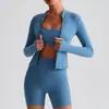 Jaqueta Luoqi Europeia e Americana com Zíper para Corrida ao Ar Livre, Yoga, Fitness, Manga Longa, Jaqueta para Yoga Nu para Mulheres