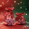 Nova Sacola de Doces de Natal Transfronteiriça Estampagem a Quente Fita Dourada Laço Rede Sacola Festa Biscoito Embalagem de Presente Sacola de Presente