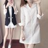 Nova Camisa Slim com Decote V para Primavera e Outono de 2026, Estilo Coreano Moderno Feminino, Slim Fit, Comprimento Médio, Manga Longa, Base Branca