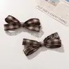 Estilo Preppy Coreano Dulce Tela de Cuadros Lazo DIY Pasador Blanco Accesorios para el Cabello Broche Accesorios de Decoración para Ropa
